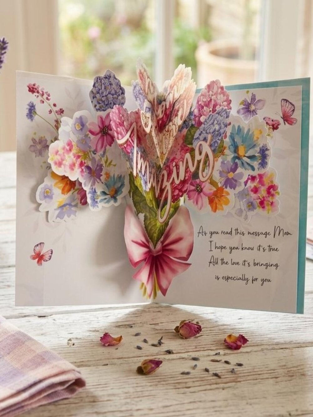 New Oversized 3D Pop Up Happy Mother's Day Card 12"X9" Floral Bouquet Envelope